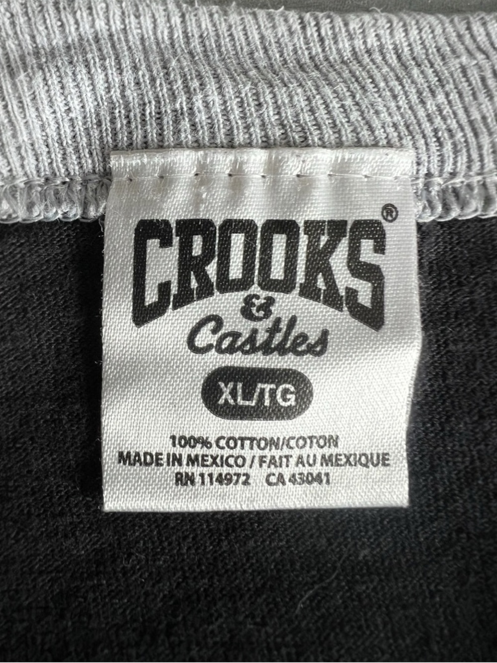 Crooks & Castles Graphic Raglan Tee XL Black Grey Streetwear Y2K Style - Picture 4 of 5